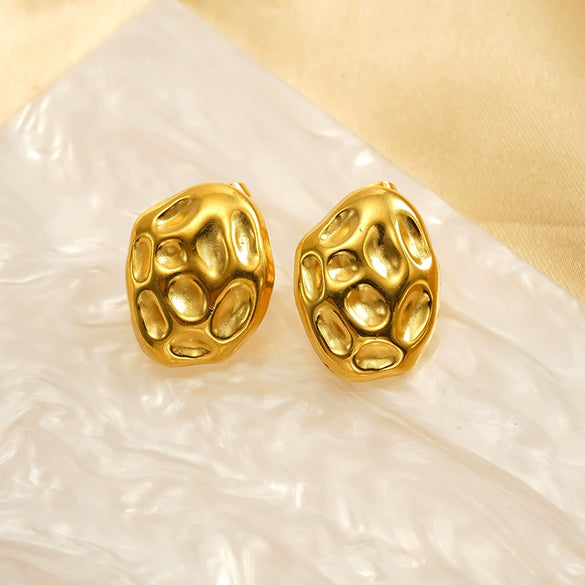 Wholesale Geometric Electroplated 18K Gold Titanium Steel Earrings For Women
