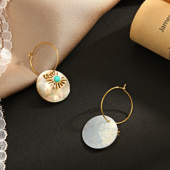 Wholesale Geometric Electroplated Shell Earrings For Women
