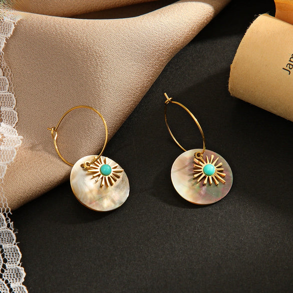 Wholesale Geometric Electroplated Shell Earrings For Women