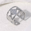 Wholesale Geometric Electroplated Stainless Steel Adjustable Open Ring For Women