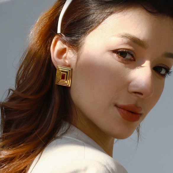 Wholesale Geometric Electroplated Stainless Steel Earrings For Women