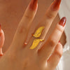 Wholesale Geometric Electroplated Stainless Steel Open Adjustable Wing Ring For Women