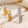 Wholesale Geometric Electroplated Stainless Steel Open Adjustable Wing Ring For Women