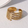 Wholesale Geometric Electroplated Stainless Steel Open Adjustable Women's Rings Fashionable Simple And Versatile