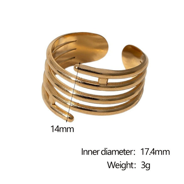Wholesale Geometric Electroplated Stainless Steel Open Adjustable Women's Rings Fashionable Simple And Versatile