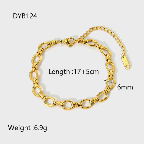 Wholesale Geometric Electroplated Stainless Steel Oval Chain Cross Buckle Unisex Women's Bracelet