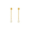 Wholesale Geometric Electroplated Stainless Steel Pearl Chain Tassel Earrings For Women