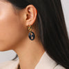 Wholesale Geometric Electroplated Stainless Steel Pig Nose Earrings For Women Retro Maillard Style