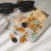 Wholesale Geometric Electroplated Stainless Steel Pig Nose Earrings For Women Retro Maillard Style