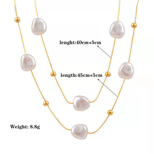 Wholesale Geometric Electroplated Titanium Steel Double Layer Necklace For Women