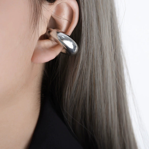 Wholesale Geometric Electroplated Titanium Steel Ear Clips For Girls Fashion Jewelry
