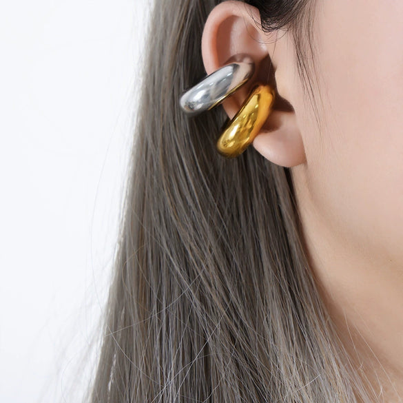 Wholesale Geometric Electroplated Titanium Steel Ear Clips For Girls Fashion Jewelry