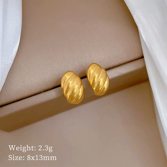 Wholesale Geometric Electroplated Titanium Steel Twisted Eggshaped Minimalist Earrings For Men And Women