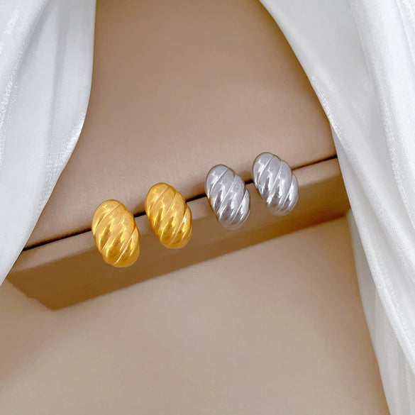 Wholesale Geometric Electroplated Titanium Steel Twisted Eggshaped Minimalist Earrings For Men And Women