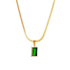 Wholesale Geometric Emerald Titanium Steel Electroplated Blade Chain Necklace For Women