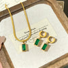 Wholesale Geometric Emerald Titanium Steel Electroplated Blade Chain Necklace For Women