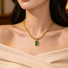 Wholesale Geometric Emerald Titanium Steel Electroplated Blade Chain Necklace For Women