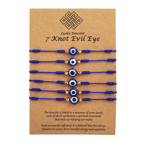 Wholesale Geometric Evil Eye Woven Adjustable Bracelet With Electroplating