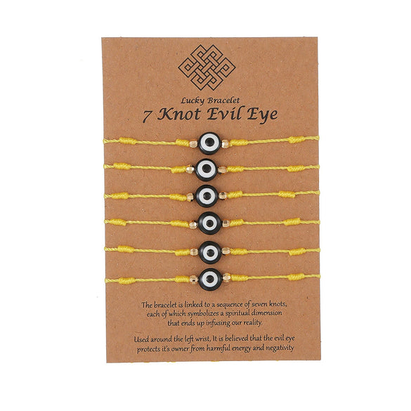 Wholesale Geometric Evil Eye Woven Adjustable Bracelet With Electroplating