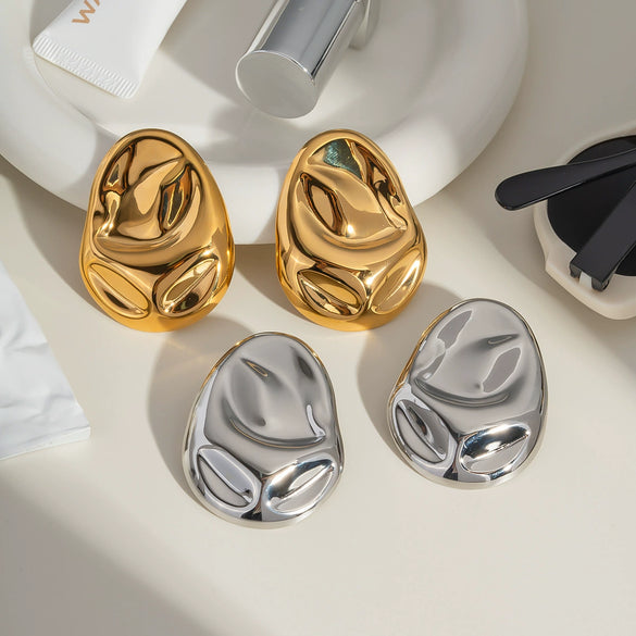 Wholesale Geometric Exaggerated High End Temperament Earrings For Women Made Of Titanium Steel And Stainless Steel With Pvd Vacuum Real Gold Electroplating