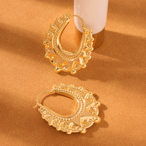 Wholesale Geometric Exaggerated Personality Irregular Crown Earrings For Women Copper Gold Plated