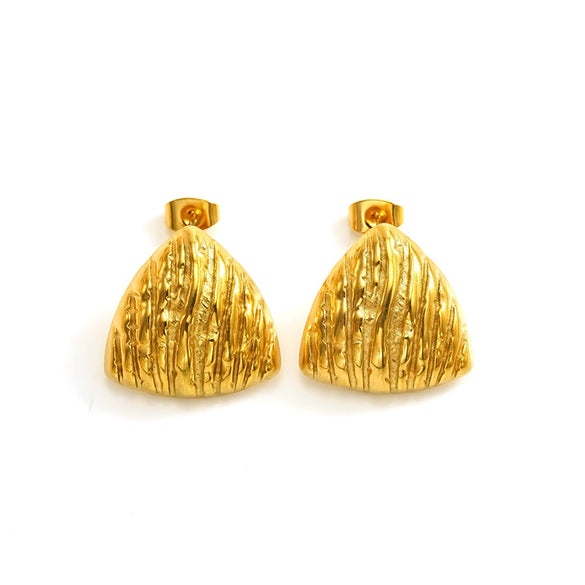Wholesale Geometric Fanshaped Electroplated Titanium Steel Earrings For Women