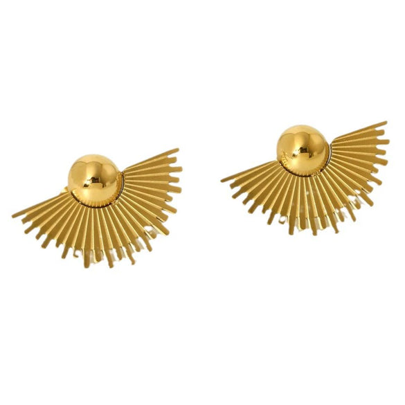 Wholesale Geometric Fanshaped Stainless Steel Electroplated Earrings For Women