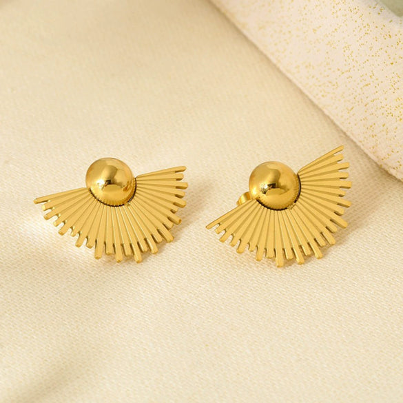 Wholesale Geometric Fanshaped Stainless Steel Electroplated Earrings For Women