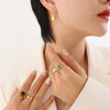 Wholesale Geometric Fashion Women's Gold Plated Titanium Steel Water Drop Earrings Ear Hook