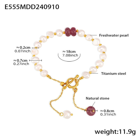 Wholesale Geometric Ferris Wheel Electroplated Stainless Steel And Freshwater Pearl Bracelet For Unisex