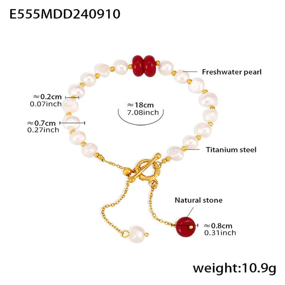 Wholesale Geometric Ferris Wheel Electroplated Stainless Steel And Freshwater Pearl Bracelet For Unisex