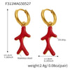 Wholesale Geometric Ferris Wheel Exaggerated Elegant Red Coral Oil Drop Enamel Glaze Stainless Steel 18K Gold Plated Earrings For Women And Men