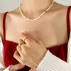 Wholesale Geometric Ferris Wheel Freshwater Pearl Necklace With Titanium Steel Gold Plated Chain For Women