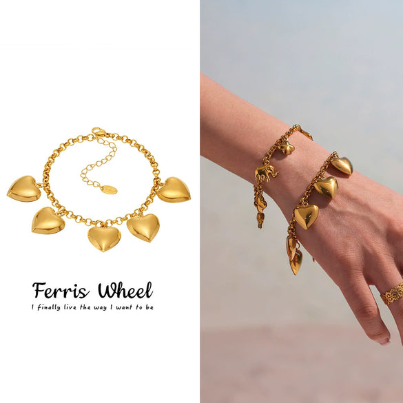 Wholesale Geometric Ferris Wheel Stainless Steel 18K Gold Plated Diy Bracelet For Women
