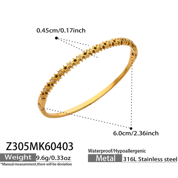 Wholesale Geometric Fivepointed Star And Heartshaped Zircon Inlay Stainless Steel Electroplated Bracelet Set