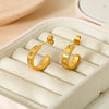 Wholesale Geometric Fivepointed Star Cshaped 18K Gold Plated Stainless Steel Earrings For Women