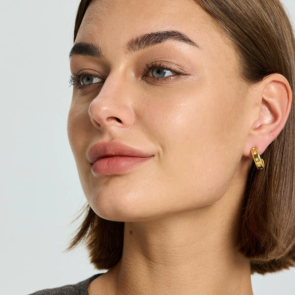 Wholesale Geometric Fivepointed Star Cshaped 18K Gold Plated Stainless Steel Earrings For Women