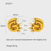 Wholesale Geometric Flower Shell Stainless Steel Earrings With Diamonds 18K Gold Plated For Women