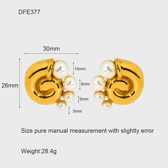 Wholesale Geometric Flower Shell Stainless Steel Earrings With Diamonds 18K Gold Plated For Women