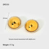 Wholesale Geometric Flower Shell Stainless Steel Earrings With Diamonds 18K Gold Plated For Women