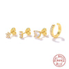 Wholesale Geometric Flower Stacked Earrings Set For Women Silver Electroplated