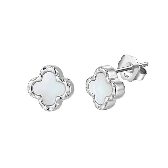 Wholesale Geometric Fourleaf Clover S925 Silver Electroplated Earrings For Women