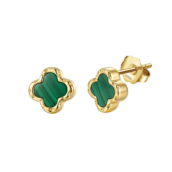 Wholesale Geometric Fourleaf Clover S925 Silver Electroplated Earrings For Women
