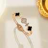 Wholesale Geometric Fourleaf Clover Titanium Steel Rose Gold Electroplated Women's Bracelet