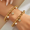 Wholesale Geometric Fourleaf Clover Zircon Pearl Stainless Steel Electroplated 18K Gold Bracelet