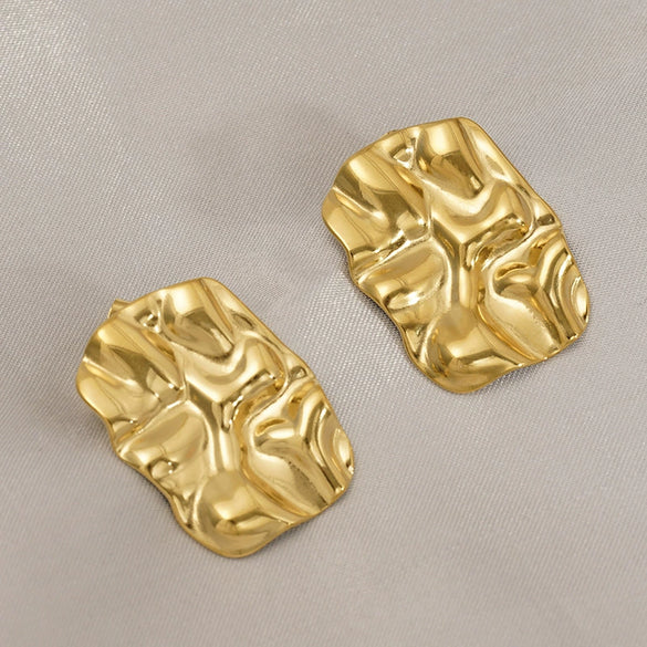 Wholesale Geometric French Retro Style 18K Goldplated Stainless Steel Earrings For Women