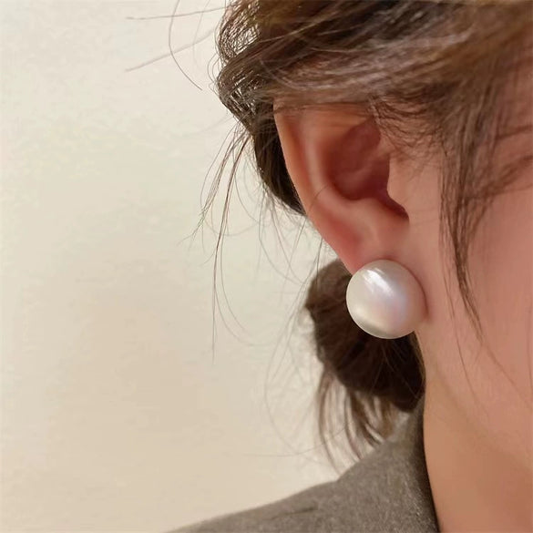 Wholesale Geometric Frosted Brushed Ball Semiround 925 Silver Electroplated Earrings For Women