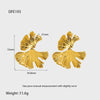 Wholesale Geometric Ginkgo Leaf Stainless Steel 16K Gold Plated Earrings For Women