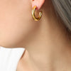 Wholesale Geometric Glossy Design Gold Plated Titanium Steel C Type Unisex Earrings