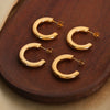 Wholesale Geometric Glossy Design Gold Plated Titanium Steel C Type Unisex Earrings